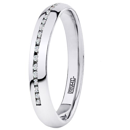 фото Кольцо обручальное azade, белое золото, 585 проба, родирование, бриллиант, размер 15.5, белый