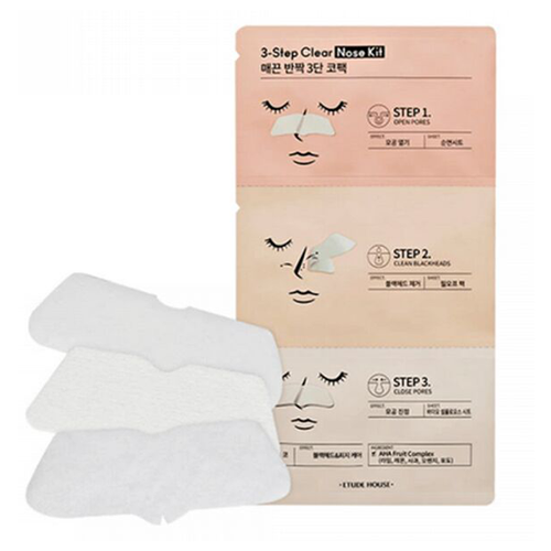 Маски-патчи для очищения носа от черных точек 3-Step Clear Nose Kit, ETUDE HOUSE, 8809587363094