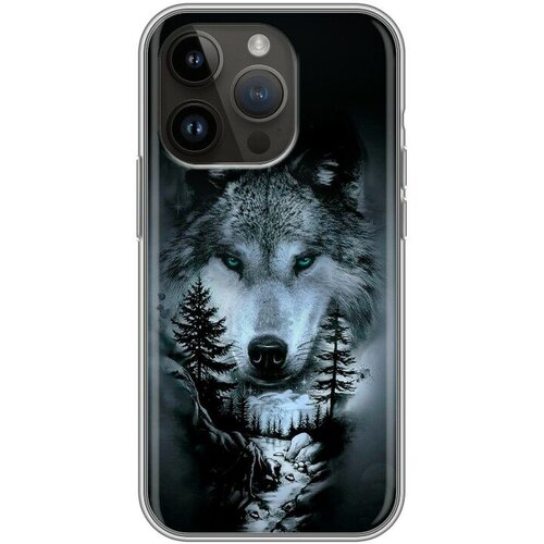 Дизайнерский силиконовый чехол для Айфон 14 Про / Iphone 14 Pro Лесной волк