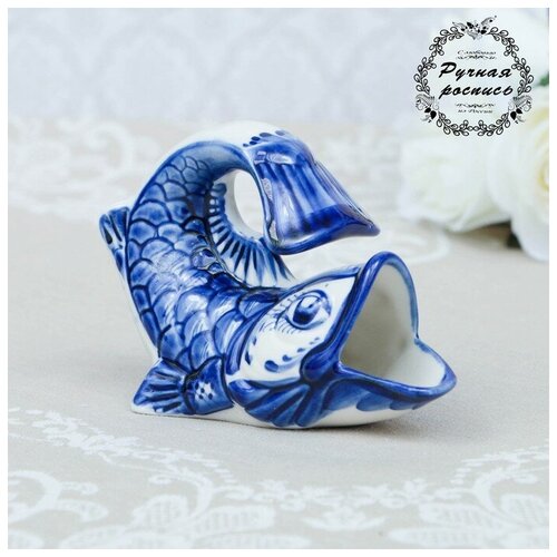 Салфетница Рыбка малая гжель фарфор 10х12 см 1388₽