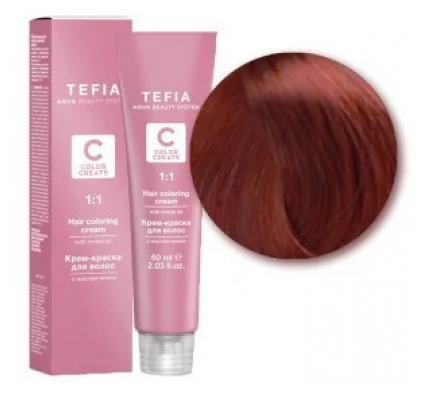 Tefia Color Creats крем-краска для волос Hair Coloring Cream with Monoi Oil, 7.4 блондин медный, 60 мл