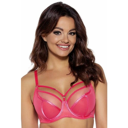 фото Бюстгальтер классика ava lingerie, гладкий, из сетки, чашка с глубоким вырезом, на косточках, бретели съемные, размер 80d, красный