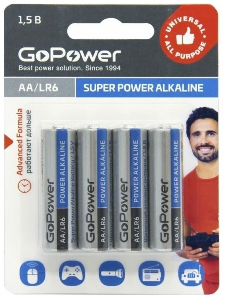 Батарейка GoPower LR6 AA BL4 1.5V