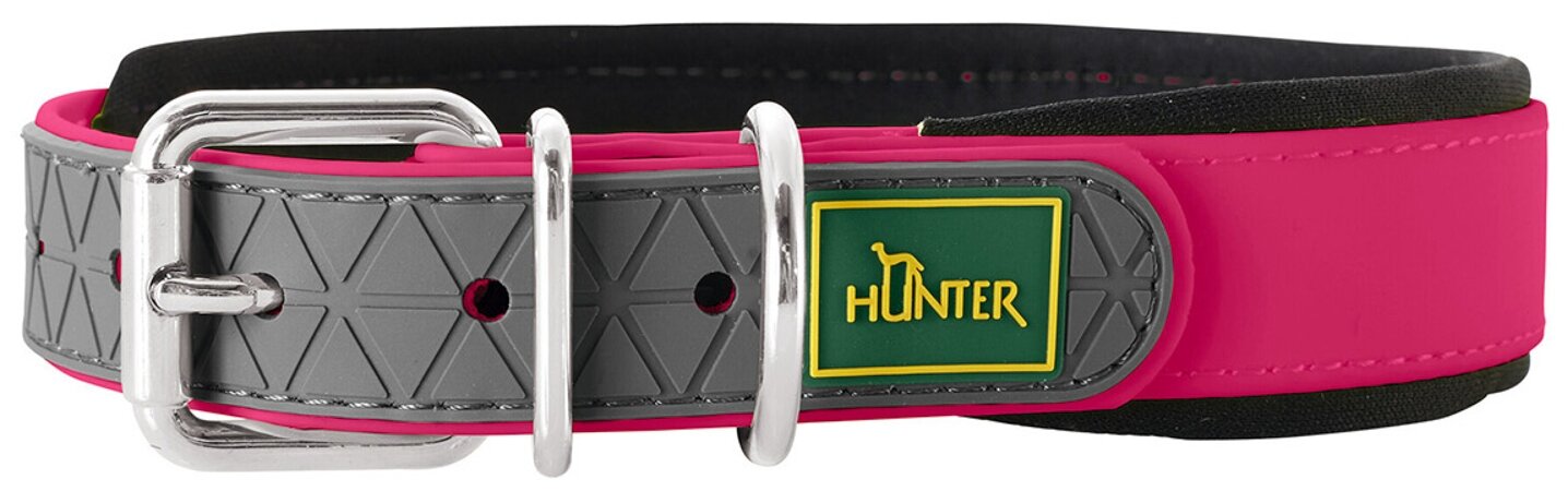 Для ежедневного использования ошейник HUNTER Convenience Comfort 55, обхват шеи 40-49 см, 1 шт, raspberry, L