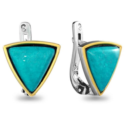 Серьги из серебра SADAF 925 пробы с бирюзой О-1512б
