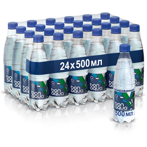 Вода питьевая BonAqua (БонАква) 0,5 л х 24 бутылки, газированная, пэт