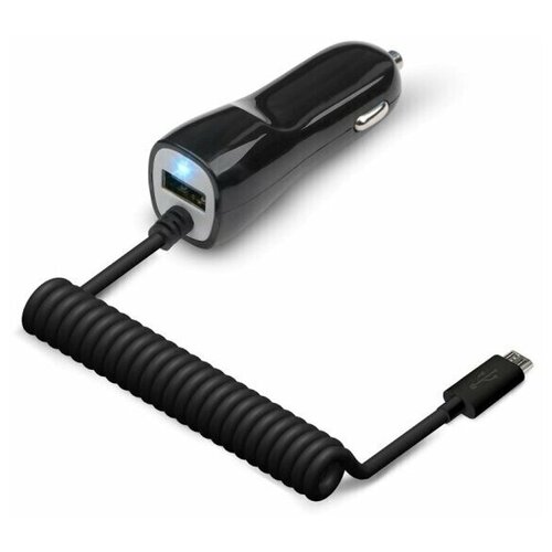Универсальное зарядное устройство от прикуривателя 12В-24В UC- S17 (1 USB- порт, 2.1А, встроенный кабель micro USB) Цвет - чёрный