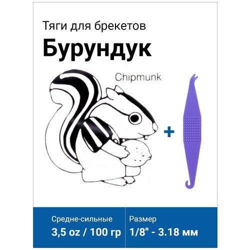 Резинки для брекетов / Тяги для брекетов / Эластики Ormco - Бурундук / Chipmunk 3.5 Oz (1/8) пакет 100 шт + Захват в подарок