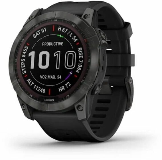 Умные часы Garmin Fenix 7X Sapphire Solar titan Wi-Fi, Carbon grey, угольно-серый