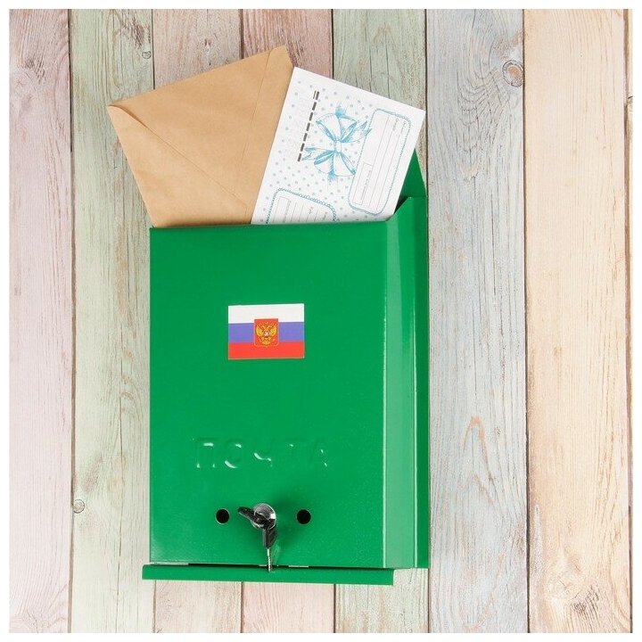 Ящик почтовый с замком, вертикальный, «Почта», зелёный - фотография № 2
