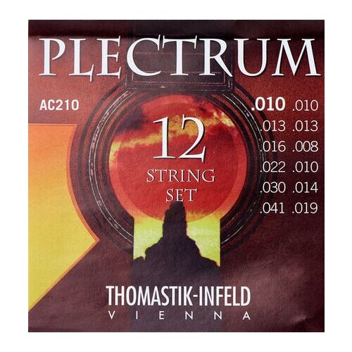 AC210 Plectrum Комплект струн для 12-струнной акустической гитары, сталь/бронза, 010-041, Thomastik струны для 12 струнной акустической гитары thomastik ac210 plectrum