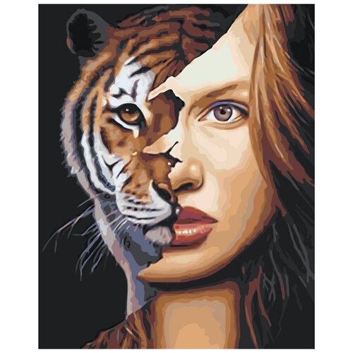 Картина по номерам Selfica КН5040369 Девушка-тигр 40х50 см.