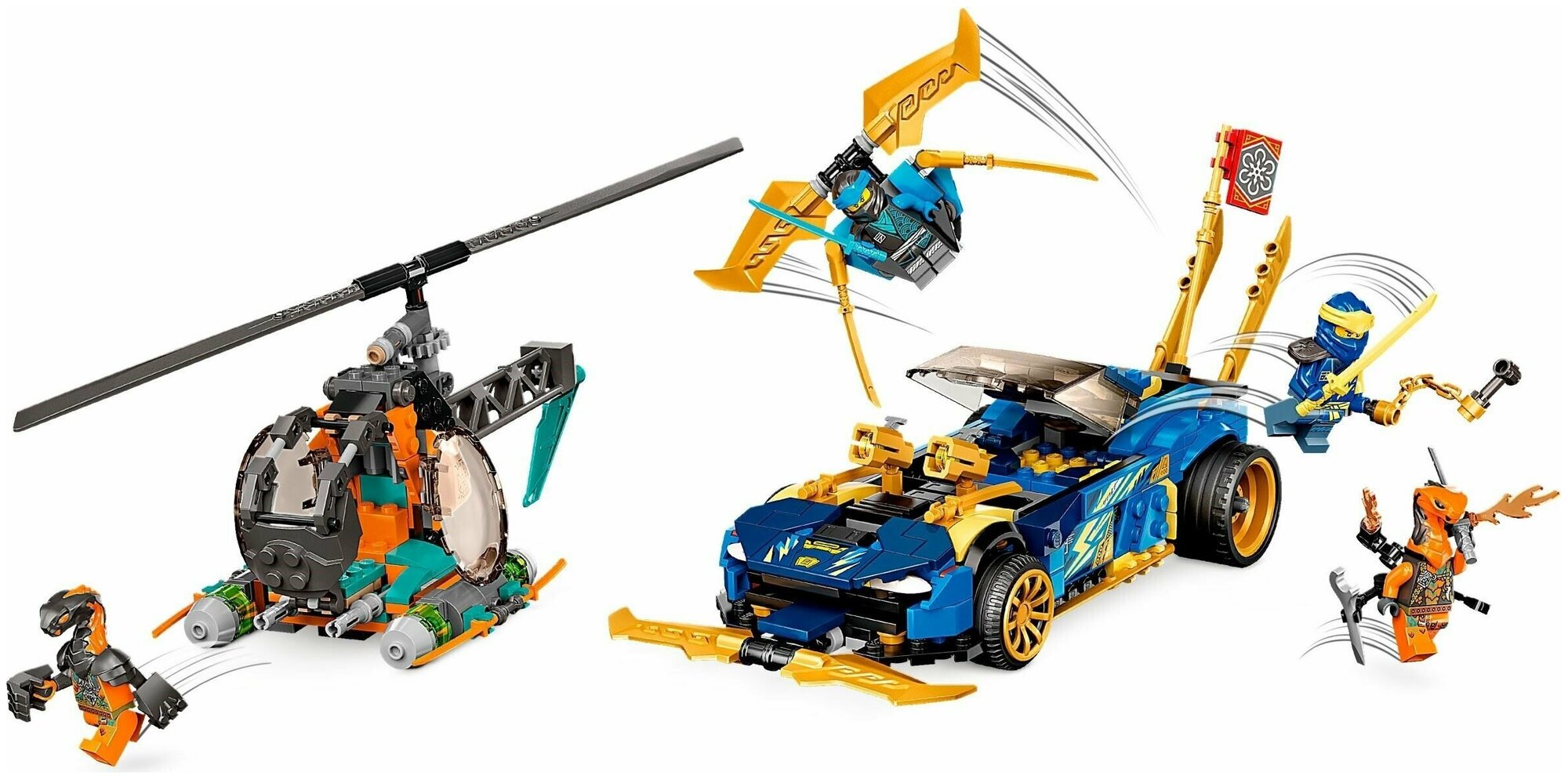 Игрушка CONSTRUCTOR NINJAGO EVO JAYS UND NYAS RENNWAGEN LEGO - фото №10