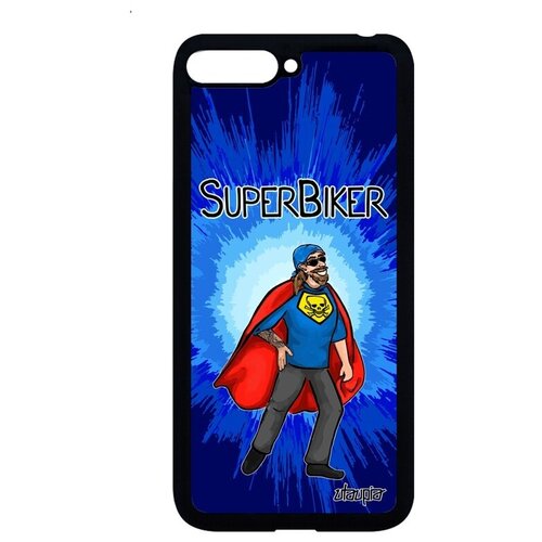 фото Противоударный чехол для смартфона // huawei y6 2018 // "супербайкер" юмор мотард, utaupia, черный