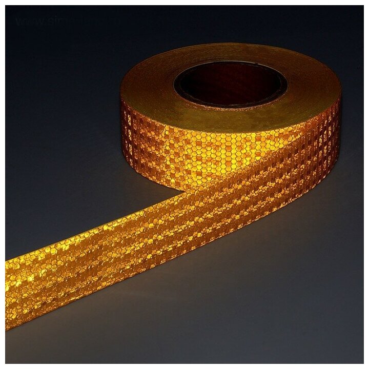 Светоотражающая лента самоклеящаяся желтая 5 см х 25 м 2604175