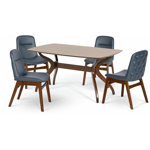 Комплект обеденный (стол PINANG, арт. LWM(PR)15908K и 4 кресла Bangi Navy Blue, арт.LWLW1813-B)
