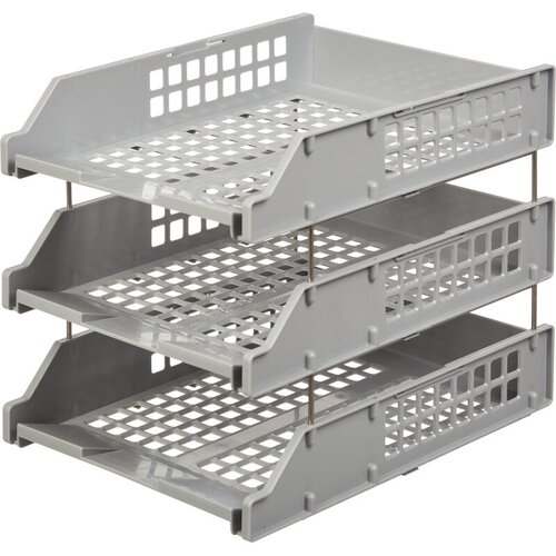 Лоток горизонтальный STRONG 3 шт. гориз. на металл. стержнях серый