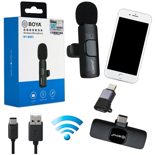 Boya BY-MW3 Петличный беспроводной микрофон универсальный Type-C Lighting 155000₽