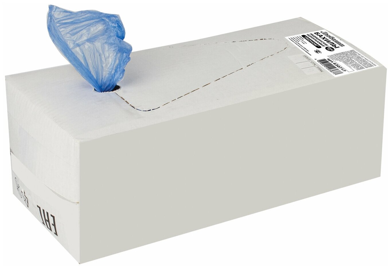Бахилы комплект 2000 шт. (1000 пар) в упаковке, эконом, размер 40х14 см, 1,8 г, ПНД, любаша, 630717