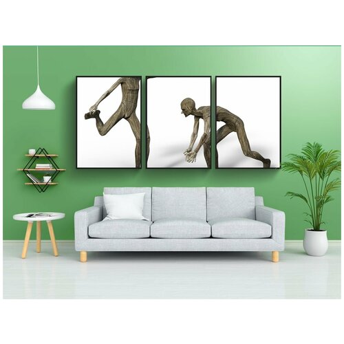фото Набор модулных постеров для интерьера "человек, пантомима, деревянная фигура" 60x90 см. в тубусе, без рамки lotsprints