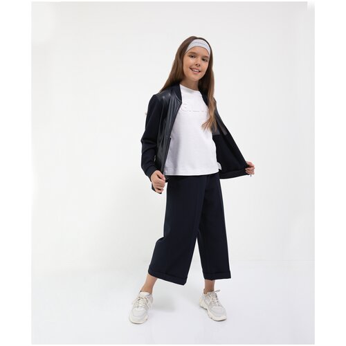 фото Брюки синие gulliver для девочек, цвет синий, размер 146, модель 221gsgjc6302