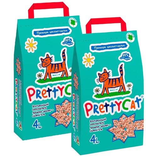 PRETTY CAT PREMIUM наполнитель впитывающий для туалета кошек (2 + 2 кг) pretty cat aroma fruit наполнитель впитывающий для туалета кошек с део кристаллами 2 2 кг