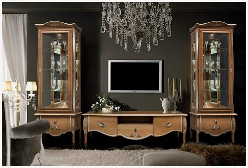 Изображение товара Тумба под ТВ "Трио"; коньяк с серебряной патиной + серебро