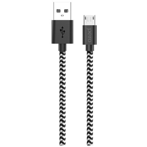 Дата-кабель PERO DC-04 micro-USB, 2А, 2м, Silver-black комплект 2 штук кабель usb pero dc 04 micro usb 2а 2м silver black
