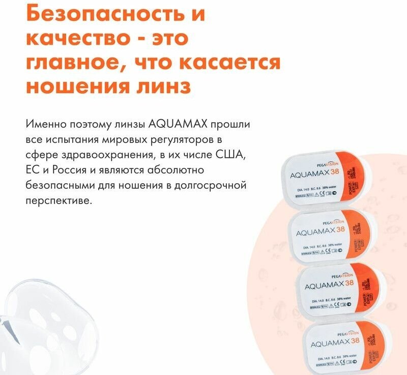 PegaVision Aquamax 38 (4 линзы) Квартальные -2.00 R 8.6