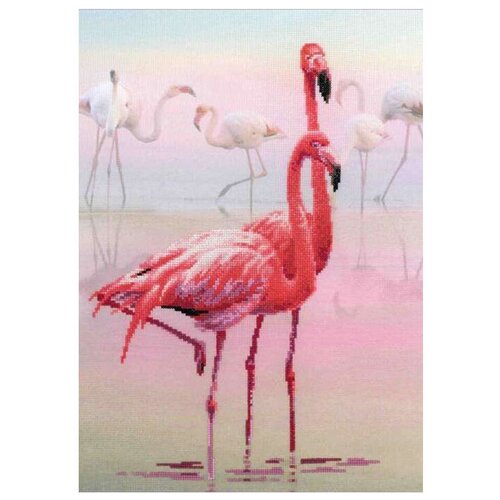 фото Набор для вышивания riolis частичная вышивка 0012 рт розовый фламинго 30 х 40 см 1 шт. риолис
