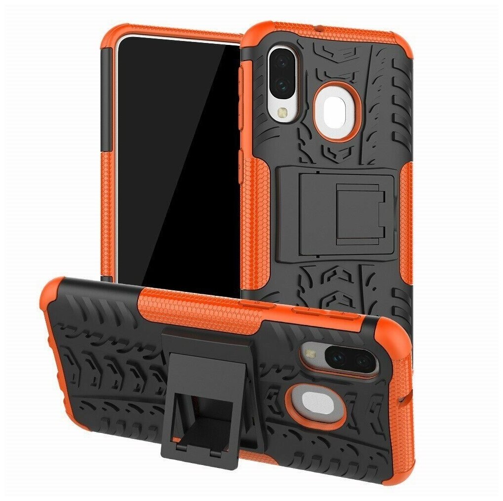 Чехол Hybrid Armor для Samsung Galaxy A40 (черный + оранжевый)
