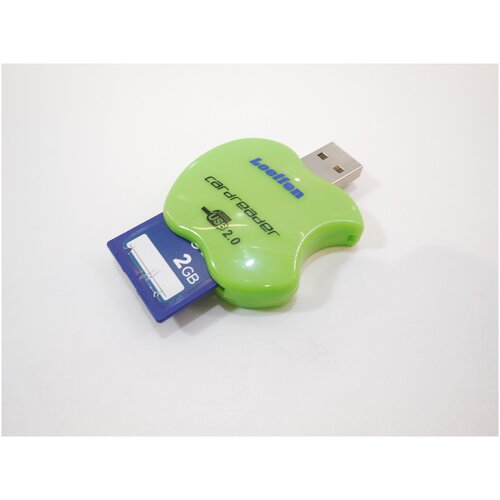 USB Картридер SD to USB Loeffen Lf-CP-759 для SD / SDHC карт, цвет зеленый, форма Apple