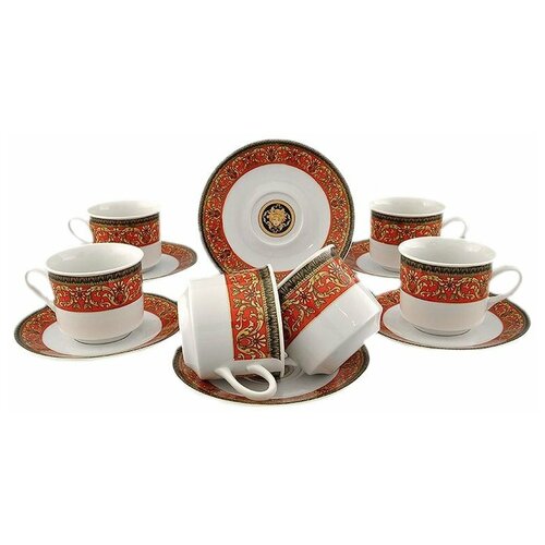 фото Набор чайных пар 200 мл 6 шт высокие leander "сабина /версаче /красная лента" / 159102