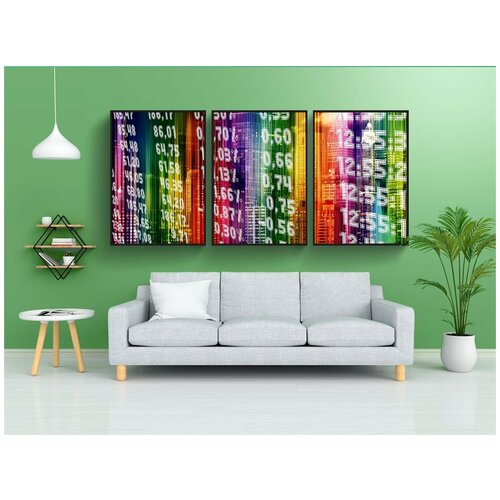фото Набор модулных постеров для интерьера "фондовая биржа, мировая экономика, бум" 60x90 см. в тубусе, без рамки lotsprints