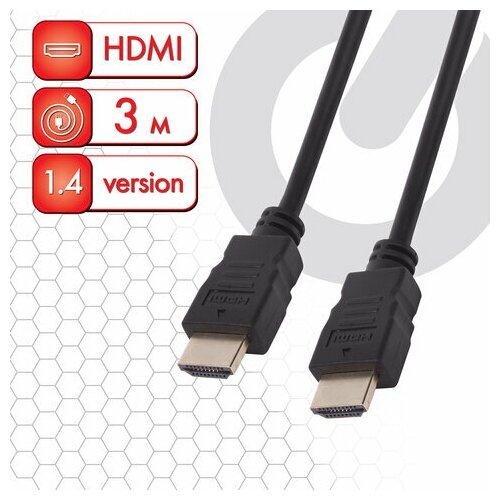 Кабель HDMI AM-AM 3 м SONNEN ver1.4 FullHD 4К для ноутбука компьютера ТВ-приставки монитора телевизора проектора черный, 2 шт кабель hdmi am am 1 5 м sonnen ver 1 4 fullhd 4к для ноутбука компьютера монитора телевизора проектора черный 513120 в комплекте 3шт