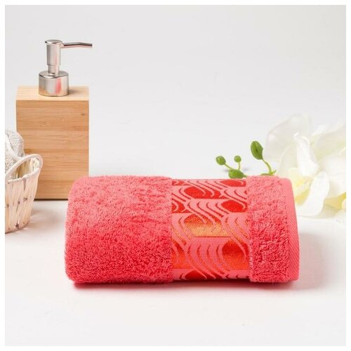 фото Полотенце махровое tempesta пц-2601-4537цв16-1641 50х90, коралловый, хлопок 100%, 460г/м2 5381178 cleanelly