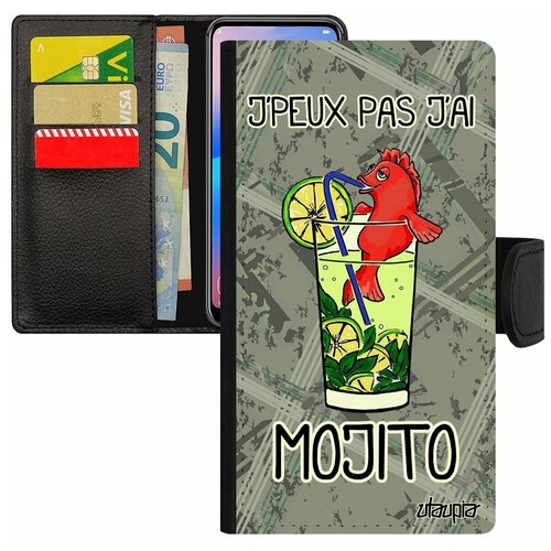 фото Чехол-книжка для смарфона iphone se 2020, "не могу - у меня мохито!" карикатура коктейль utaupia