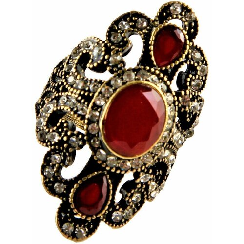 Кольцо Antik Hobby, кристалл, размер 17, золотой, бордовый кольцо antik hobby кристалл размер 17 красный