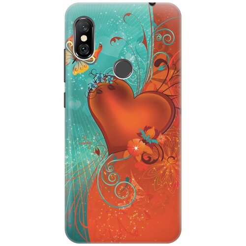фото Gosso ультратонкий силиконовый чехол-накладка для xiaomi redmi note 6 pro с принтом "сердце и бабочка"