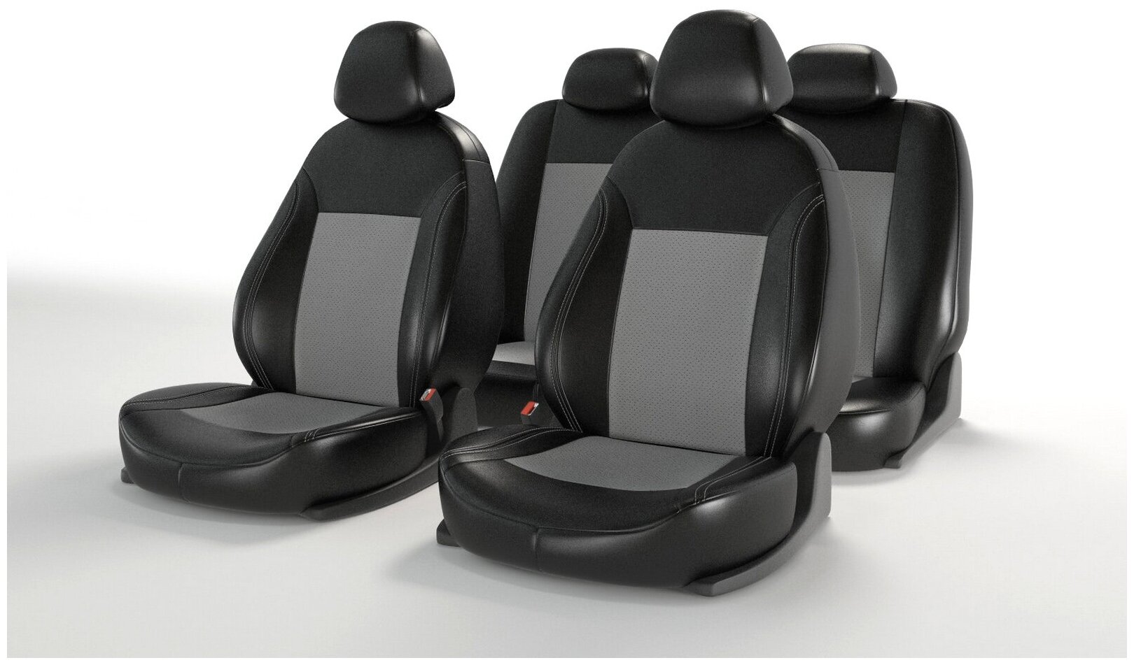 Универсальные чехлы на автомобильные сиденья CarFashion ATOM LEATHER черный/серый/серый