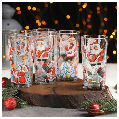 Набор стаканов «Новогодняя песня», стеклянный, 250 мл, 6 шт.