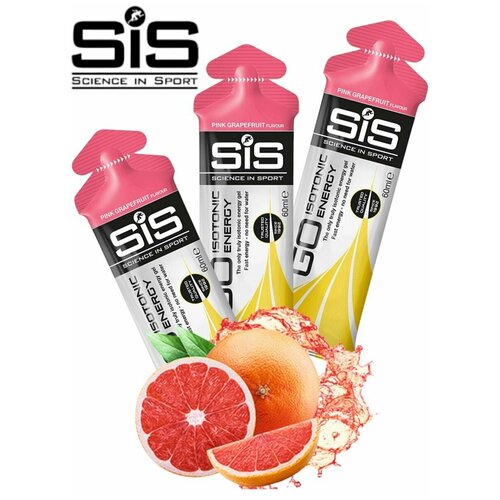 SiS, Гель изотонический углеводный GO Isotonic Energy, 3шт по 60мл (розовый грейпфрут)