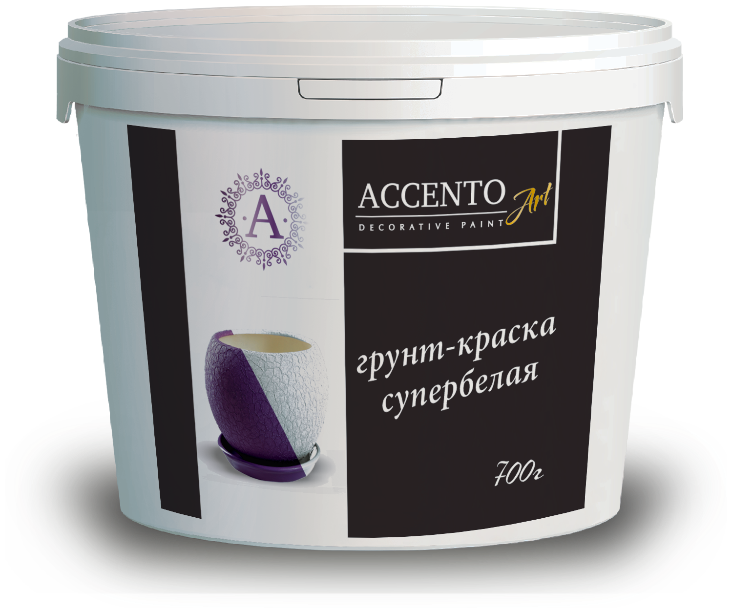 Грунт-краска акриловая супербелая AccentO ART 700г