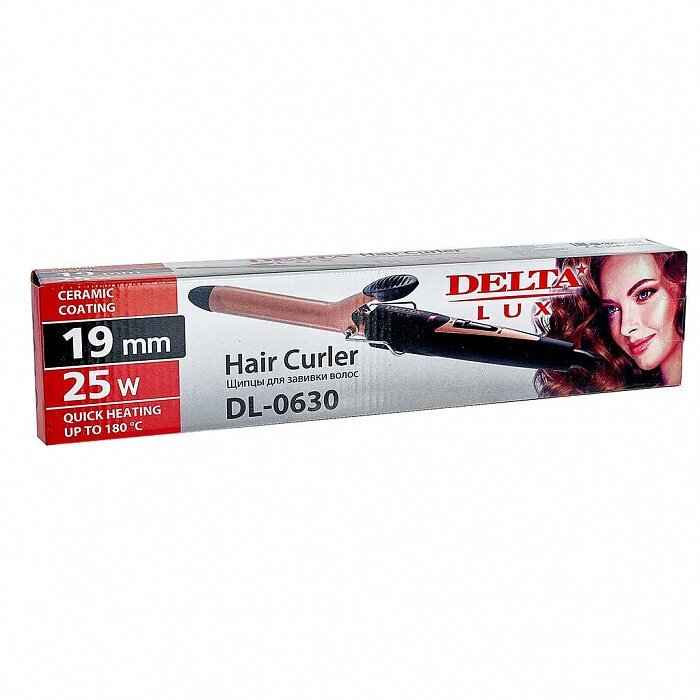 Щипцы для завивки волос DELTA LUX DL-0630 черн. с бронз керамическое покрытие, d 19 мм (24)