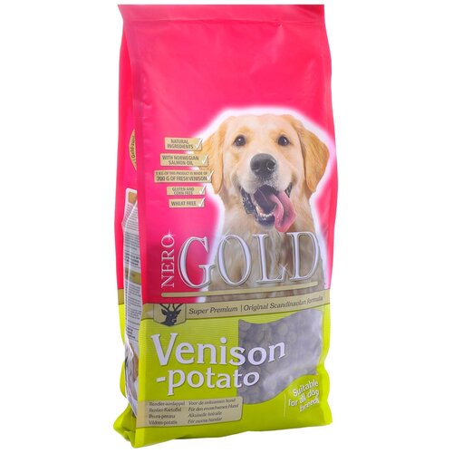 NERO GOLD Super Premium Adult Venison and Potato 20/10 Сухой корм для взрослых собак с олениной и сладким картофелем (12 кг)