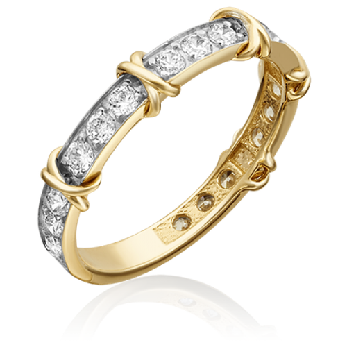 PLATINA jewelry Кольцо из желтого золота 585 пробы с фианитом 01-5373-00-401-1130, размер 17,5