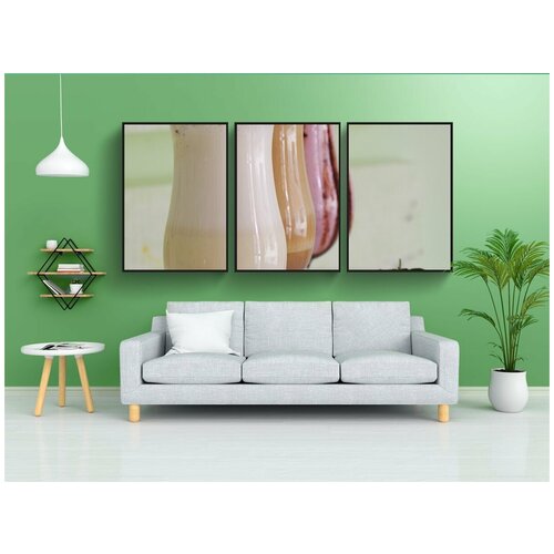 фото Набор модулных постеров для интерьера "молочные продукты, напиток, йогурт" 60x90 см. в тубусе, без рамки lotsprints