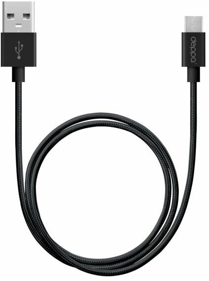 Кабель Deppa Leather USB - Micro USB 1.2м 2.4A Black (арт.72268)