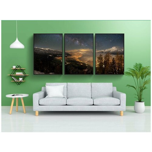 фото Набор модулных постеров для интерьера "звезды, млечный путь, пространство" 60x90 см. в тубусе, без рамки lotsprints