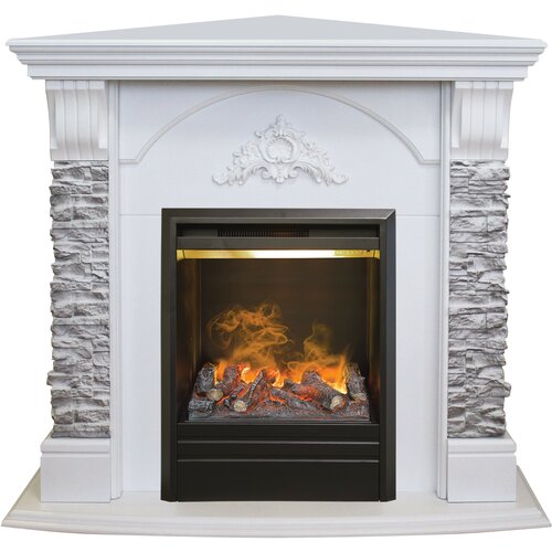 электрический электрический камин realflame athena corner gr firestar 25 5 3d 1 5 квт 108 см 98 5 см 80 см белый Электрокамин RealFlame Athena Corner GR c 3D Olympic, угловой